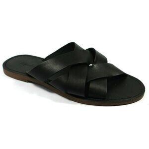 Madewell Womens Boardwalk Woven Slide - Leather- Black size 6.5